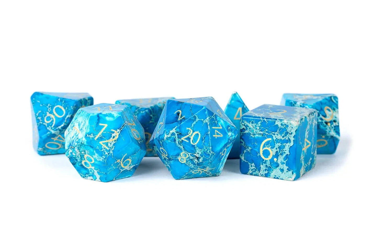 Engraved Blue Imperial Stone: Full-Sized 16mm Polyhedral Dice Set MDG0252