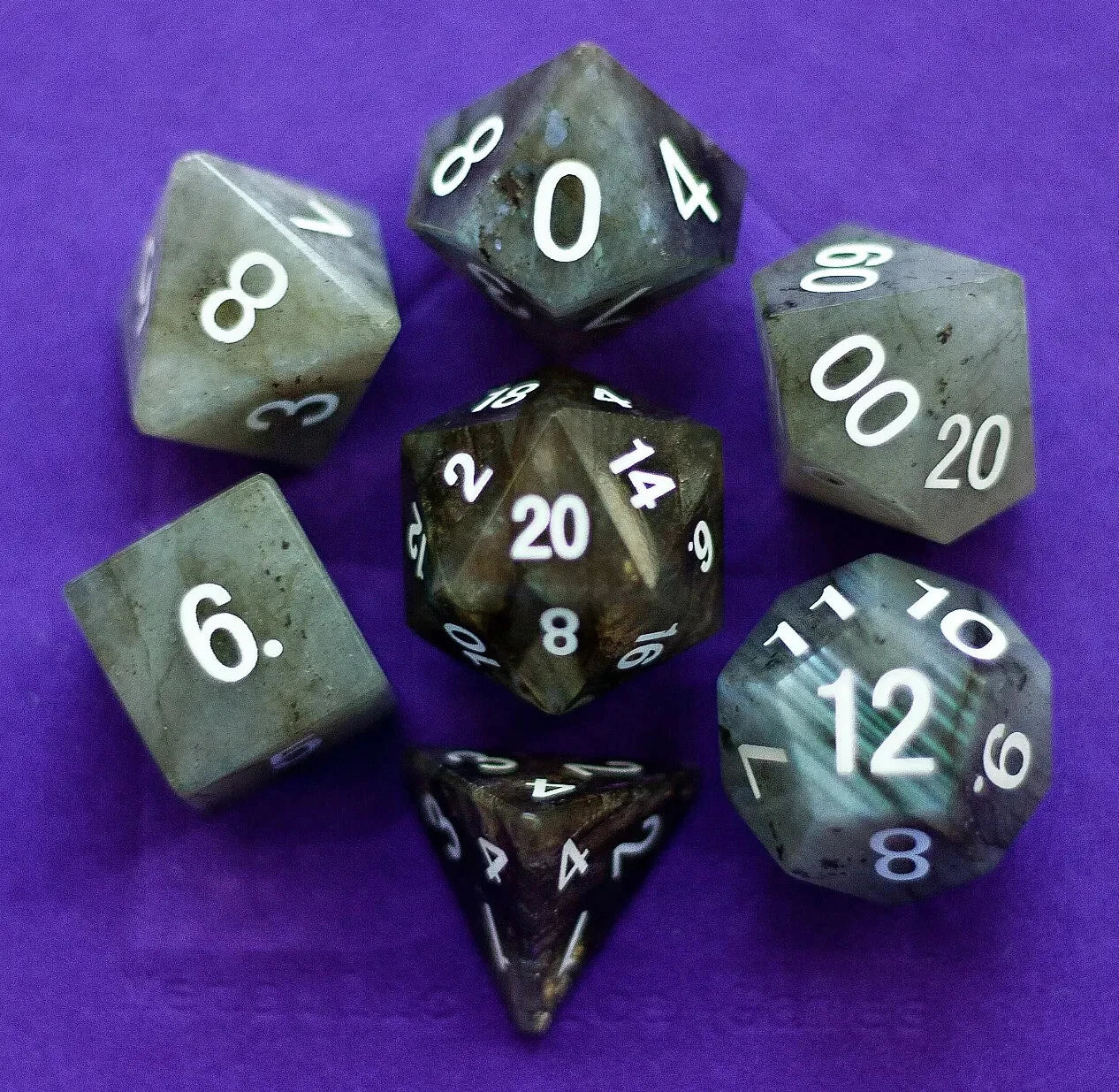 Labradorite: Full-Sized 16mm Polyhedral Dice Set MDG0241
