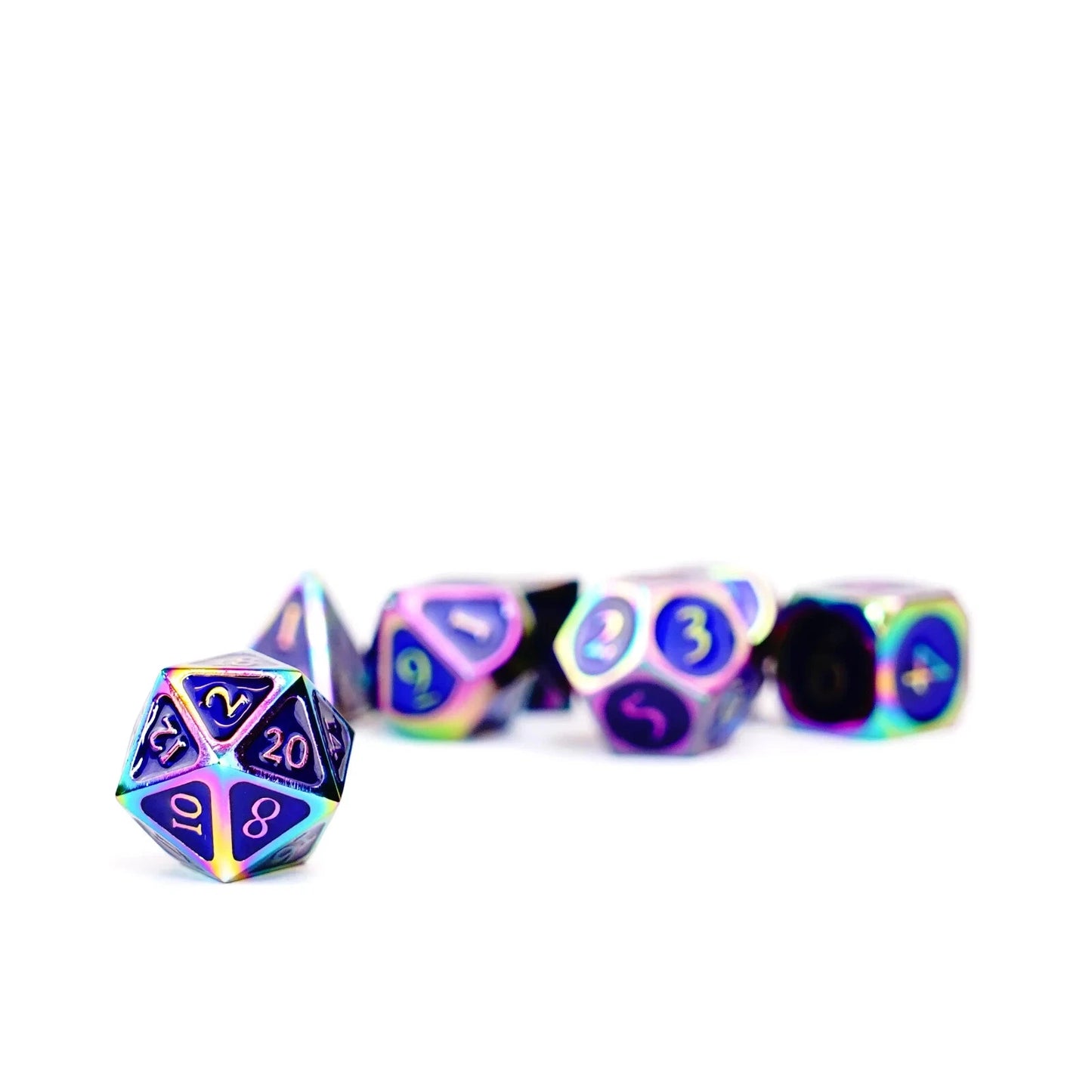 Rainbow with Blue Enamel 16mm Polyhedral Dice Set MDG0021