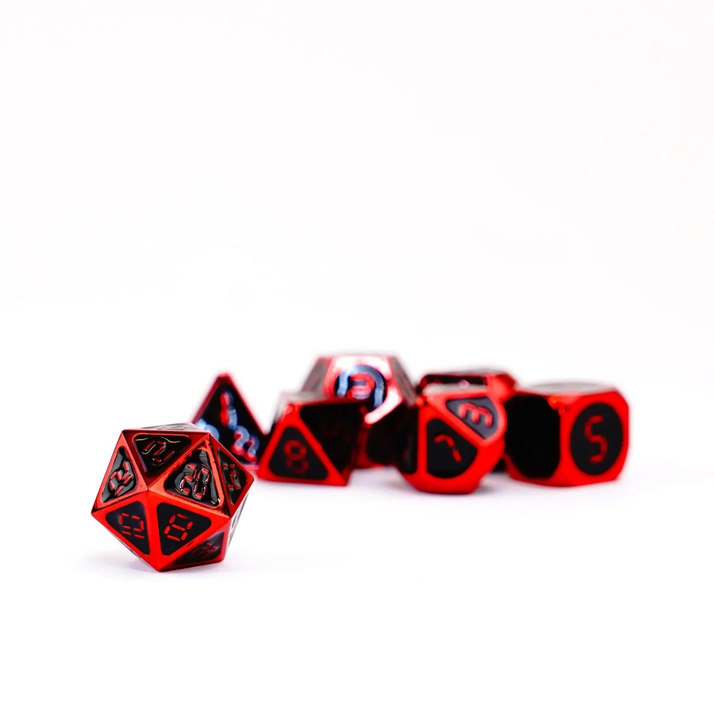 Red with Black Enamel Digital 16mm Polyhedral Dice Set MDG0024