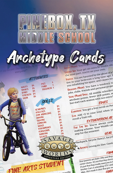 ETU RPG Pinebox Middle School Archetype Cards [S2P10333] $9.99 Value