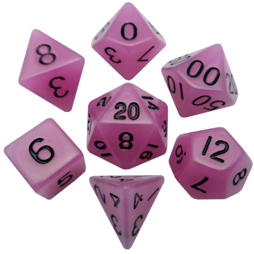 Glow in the Dark Purple 16mm Polyhedral Dice Set MDG0307