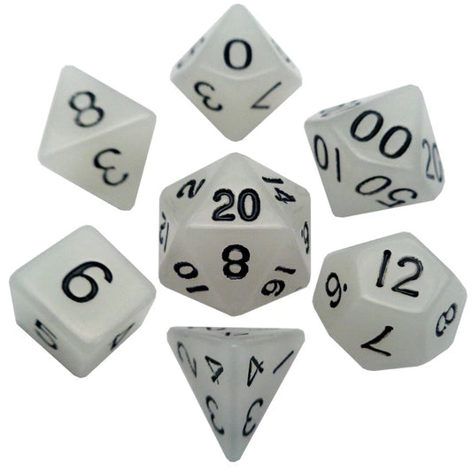 Glow in the Dark Clear 16mm Polyhedral Dice Set MDG0310