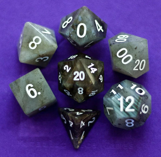 Labradorite: Full-Sized 16mm Polyhedral Dice Set MDG0241