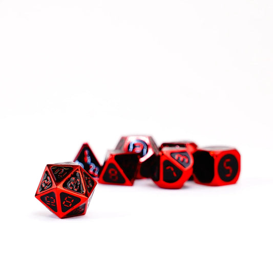 Red with Black Enamel Digital 16mm Polyhedral Dice Set MDG0024