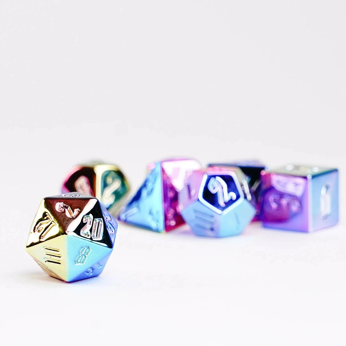 Rainbow Aegis Uninked 16mm Aluminum Plated Acrylic Poly Dice Set MDG0031