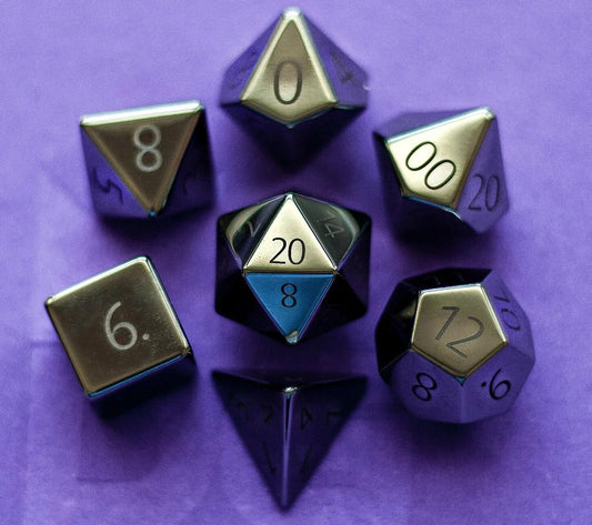 Engraved Hematite: Full-Sized 16mm Polyhedral Dice Set MDG0203