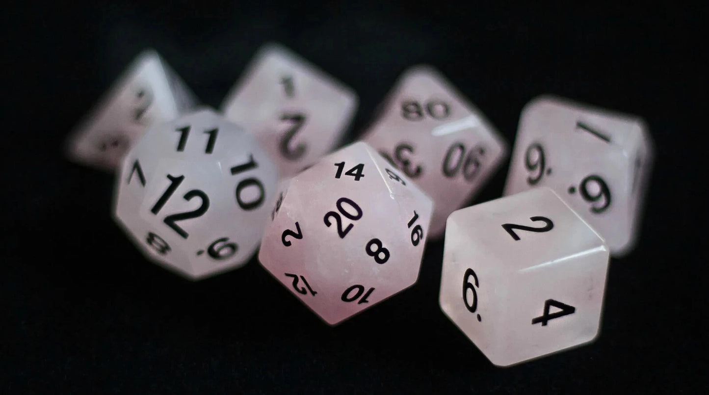 Rose Quartz: Full-Sized 16mm Polyhedral Dice Set MDG0204
